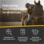 Woman riding a dark brown horse. Silver honey rapid wound relief ointment fast-acting, natural ingredients for all animals.