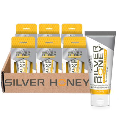 Case of 6 Silver honey rapid wound repair extra strength ointment 2 ounce tubes.