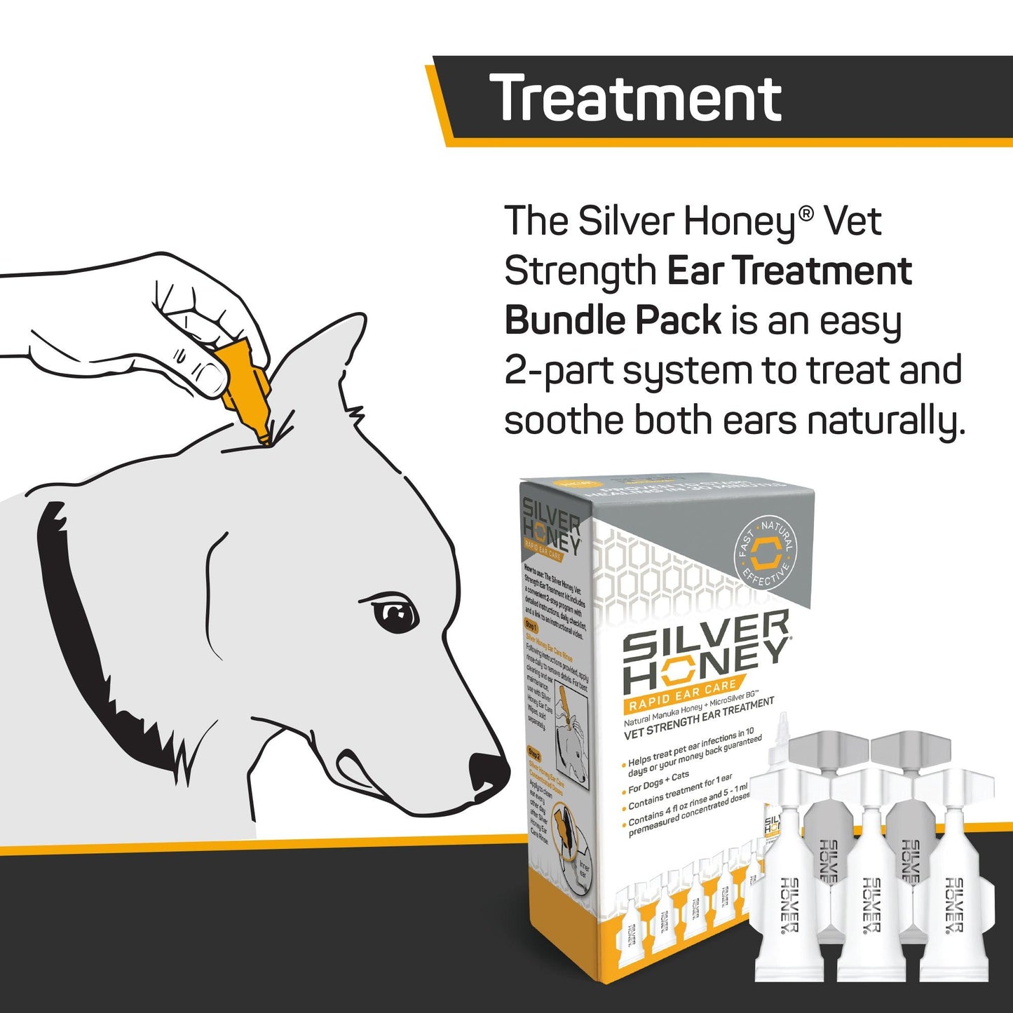 Silver Honey vet strength ear treatment bundle pack.